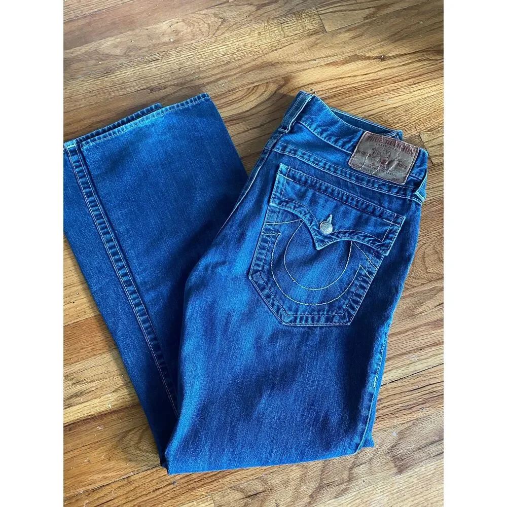 True Religion Jeans Mens Ricky Straight Denim Pockets 33